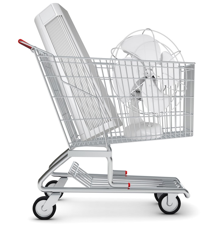 Fan in a shopping cart
